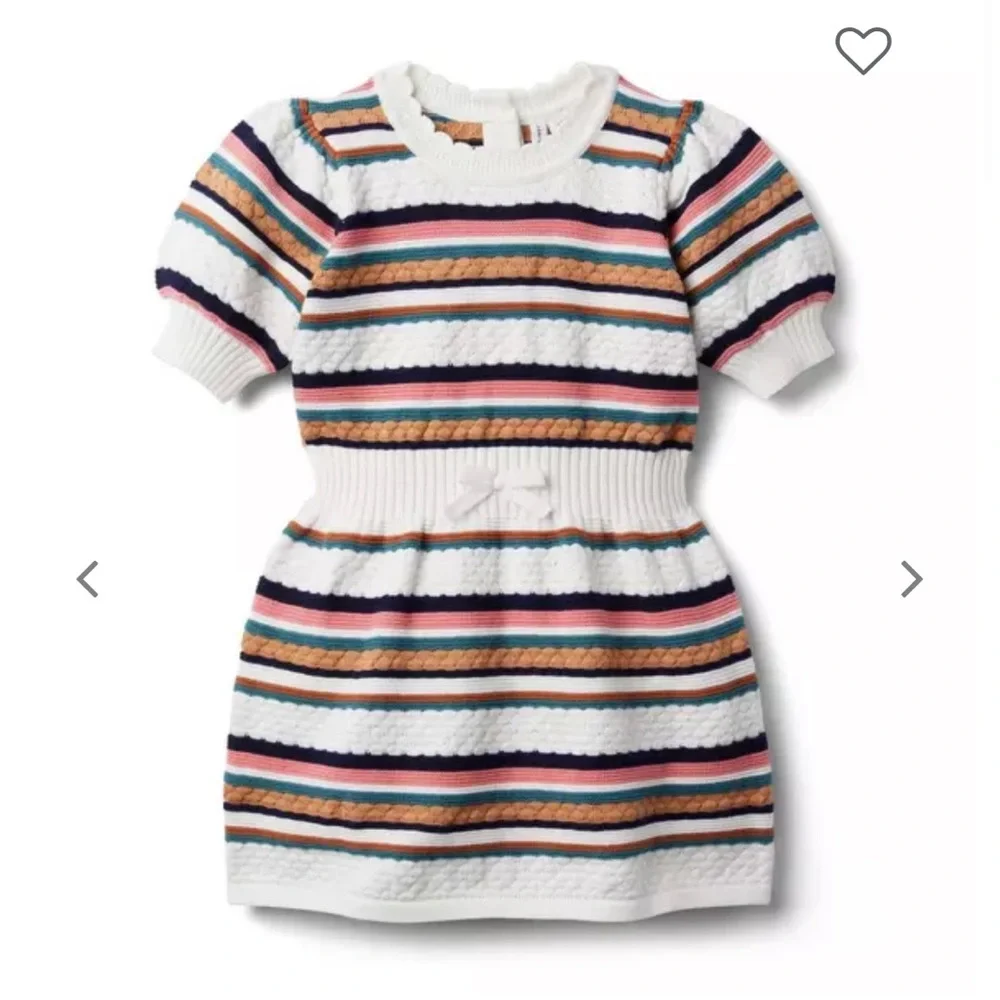 Janie and Jack Striped Puff Sleeve Sweater Dress - Picture 1 of 4